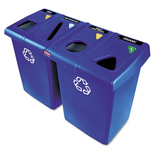 Rubbermaid Commercial 1792372 92 Gal. Four-Stream, Glutton Recycling Station - Blue 3 Rubbermaid Commercial 1792372 92 Gal. Four-Stream, Glutton Recycling Station - Blue