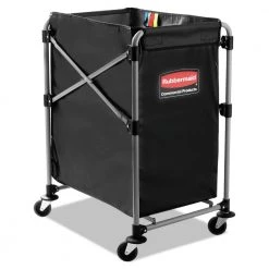 Rubbermaid Commercial 1881749 X-Cart 4 Bushel Steel 20.33 In. X 24.1 In. X 34 In. Collapsible Cart - Black/Silver
