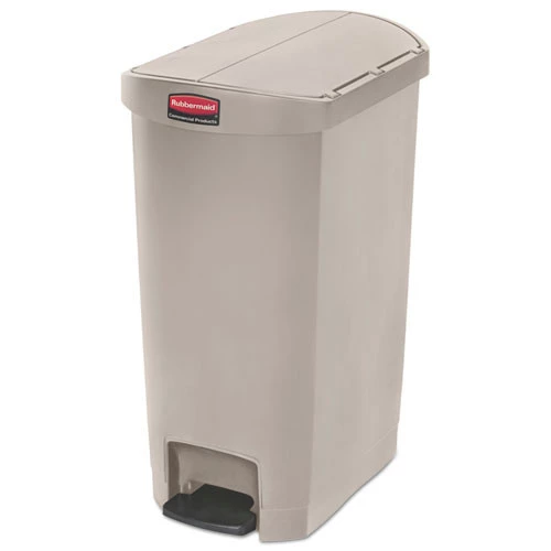 Rubbermaid Commercial 1883459 Slim Jim 13-Gallon End Step Style Resin Step-On Container - Beige 3 Rubbermaid Commercial 1883459 Slim Jim 13-Gallon End Step Style Resin Step-On Container - Beige