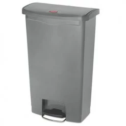 Rubbermaid Commercial 1883602 Slim Jim 13-Gallon Front Step Style Resin Step-On Container - Gray