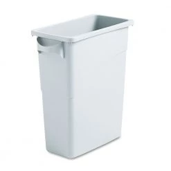 Rubbermaid Commercial 1971258 Slim Jim Waste Container W/handles, Rectangular, Plastic, 15.875gal, Light Gray