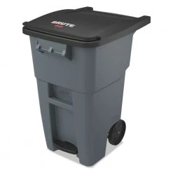 Rubbermaid Commercial 1971956 50 Gal. Step-On Rollout Container - Gray