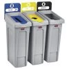 Rubbermaid Commercial 2007917 Slim Jim 69 Gal. 3 Stream Landfill/Paper/Bottles/Cans Recycling Station - Gray -Rubbermaid Commercial Sales Shop rcpn2007917