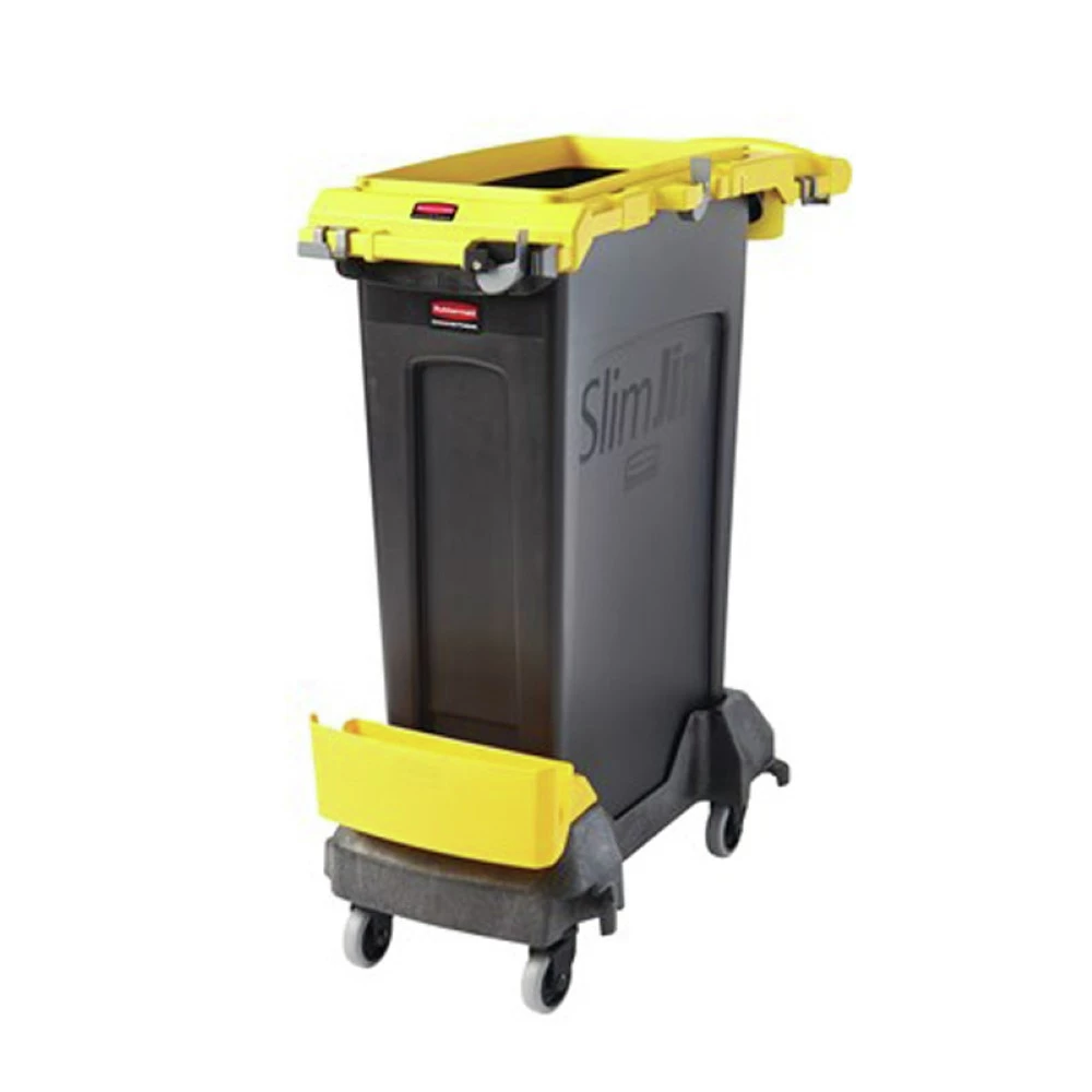 Rubbermaid Commercial 2032954 Slim Jim Single-Stream Cleaning Cart - Yellow 3 Rubbermaid Commercial 2032954 Slim Jim Single-Stream Cleaning Cart - Yellow