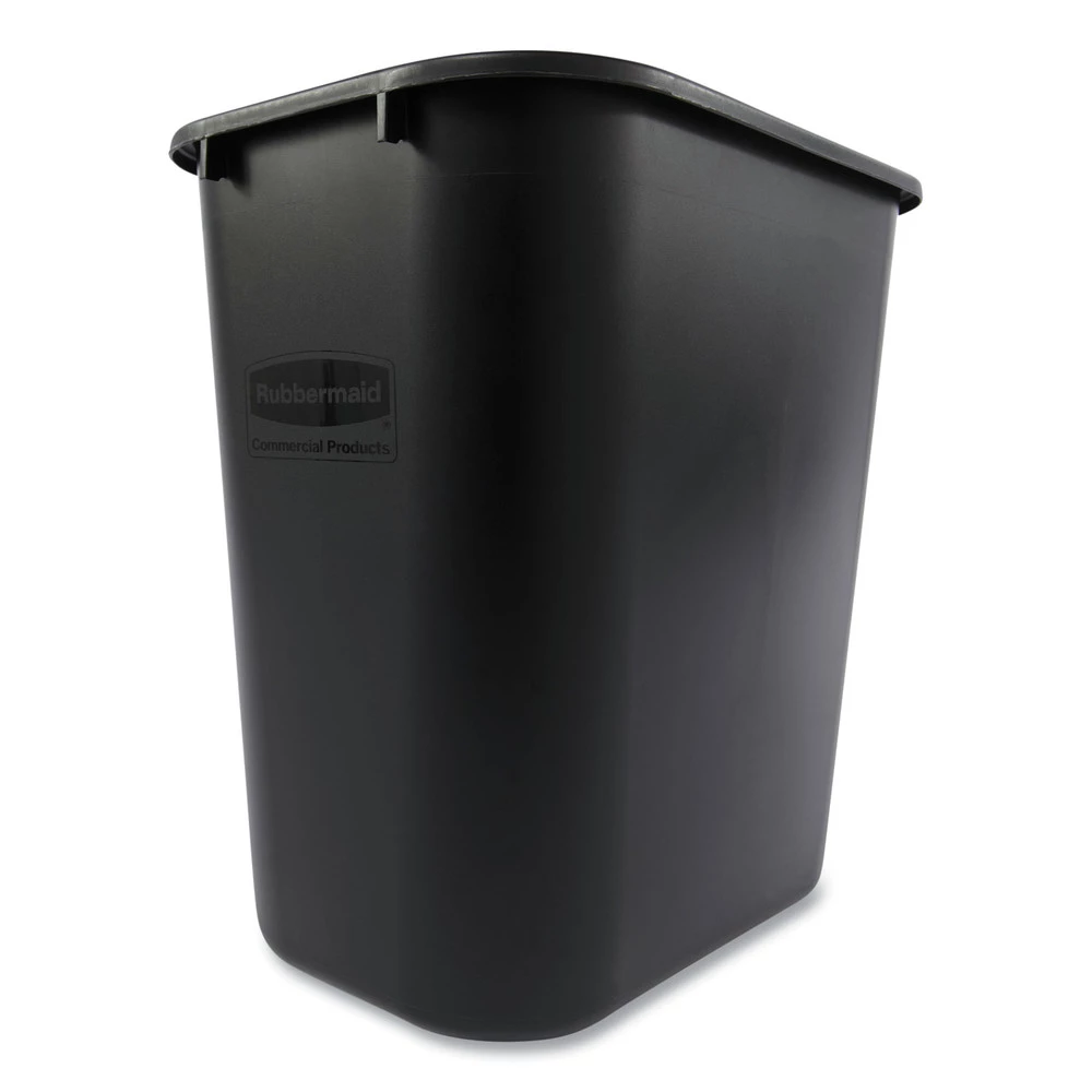 Rubbermaid Commercial FG295600BLA 7 Gal. Rectangular, Deskside Plastic Wastebasket - Black 7 Rubbermaid Commercial FG295600BLA 7 Gal. Rectangular, Deskside Plastic Wastebasket - Black - Image 5