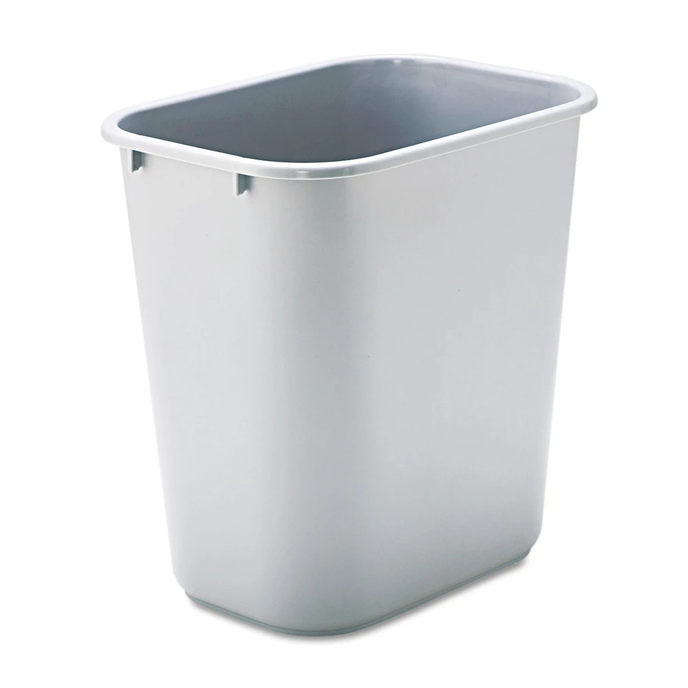 Rubbermaid Commercial FG295600GRAY 7 Gallon Rectangular Plastic Deskside Wastebasket - Gray 3 Rubbermaid Commercial FG295600GRAY 7 Gallon Rectangular Plastic Deskside Wastebasket - Gray