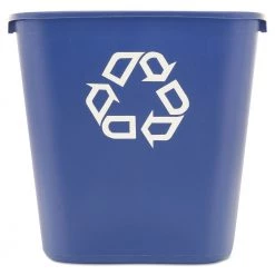 Rubbermaid Commercial FG295673BLUE 28.13 Qt. Rectangular Plastic Deskside Recycling Container - Medium, Blue
