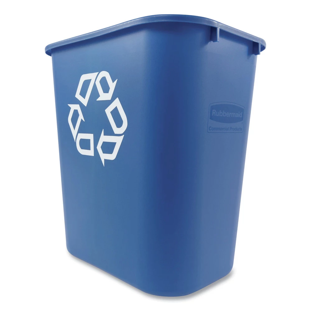 Rubbermaid Commercial FG295673BLUE 28.13 Qt. Rectangular Plastic Deskside Recycling Container - Medium, Blue 4 Rubbermaid Commercial FG295673BLUE 28.13 Qt. Rectangular Plastic Deskside Recycling Container - Medium, Blue - Image 2