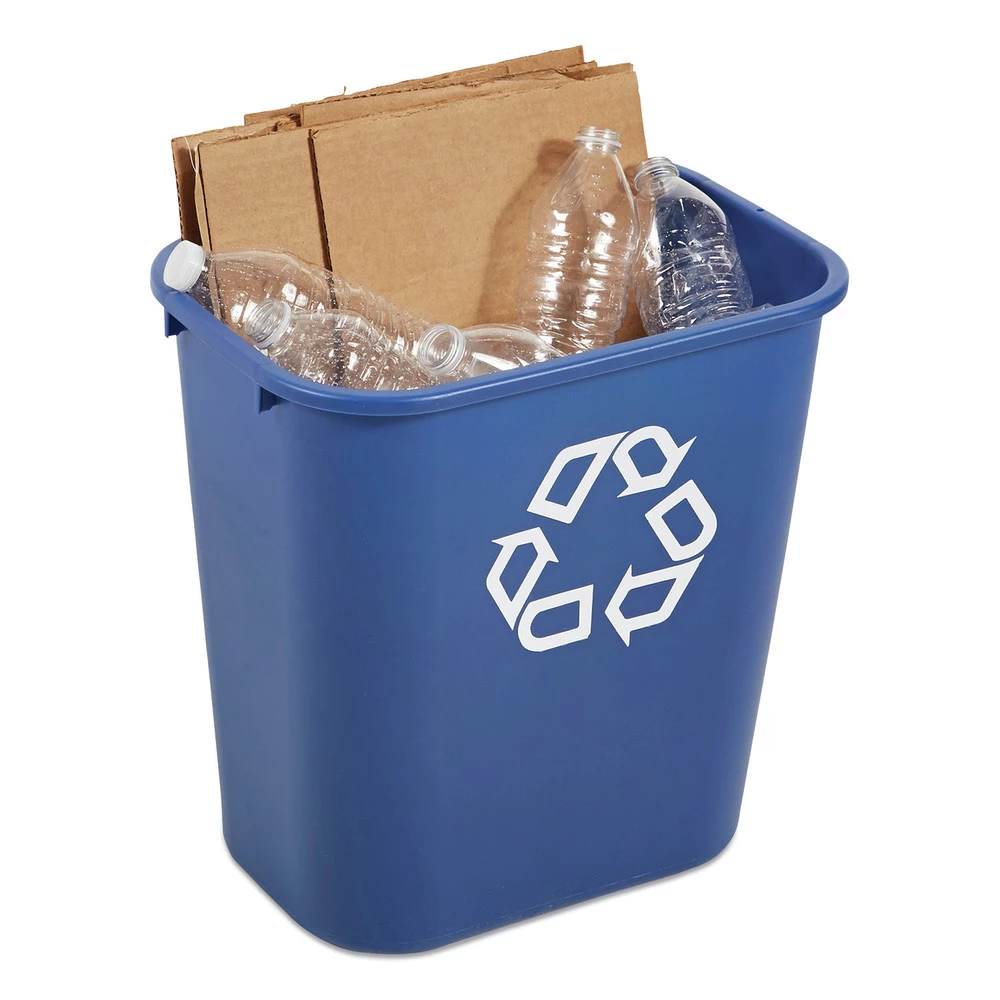 Rubbermaid Commercial FG295673BLUE 28.13 Qt. Rectangular Plastic Deskside Recycling Container - Medium, Blue 8 Rubbermaid Commercial FG295673BLUE 28.13 Qt. Rectangular Plastic Deskside Recycling Container - Medium, Blue - Image 6