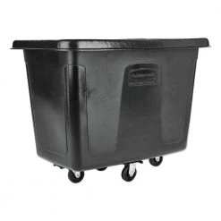 Rubbermaid Commercial FG461200BLA 12 Cu. Ft. Rectangular Polyethylene Metal Frame Cube Truck - Black