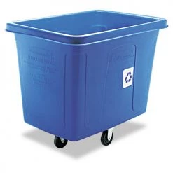 Rubbermaid Commercial FG461673BLUE Rectangular Polyethylene 500 Lbs. Capacity Recycling Cube Truck - Blue