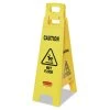 Rubbermaid Commercial FG611477YEL 12 In. X 16 In. X 38 In. Four-Sided Caution Wet Floor Imprint Floor Sign - Yellow