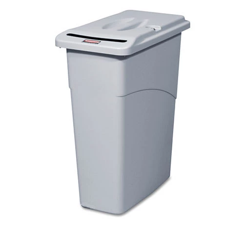 Rubbermaid Commercial FG9W1500LGRAY Slim Jim 23-Gallon Rectangle Confidential Document Receptacle With Lid - Light Gray 3 Rubbermaid Commercial FG9W1500LGRAY Slim Jim 23-Gallon Rectangle Confidential Document Receptacle With Lid - Light Gray