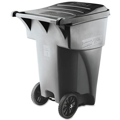 Rubbermaid Commercial FG9W2200GRAY Brute Heavy-Duty 95 Gallon Square Rollout Waste Container - Gray 3 Rubbermaid Commercial FG9W2200GRAY Brute Heavy-Duty 95 Gallon Square Rollout Waste Container - Gray