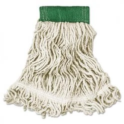 Rubbermaid Commercial FGD25206WH00 Super Stitch Cotton/Synthetic Looped-End Wet Mop Head - Medium, Green/White (6/Carton)