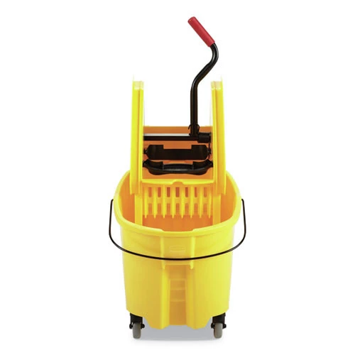 Rubbermaid Commercial FG757788YEL WaveBrake 35 Qt Plastic Down-Press 2.0 Bucket/Wringer Combos - Yellow 4 Rubbermaid Commercial FG757788YEL WaveBrake 35 Qt Plastic Down-Press 2.0 Bucket/Wringer Combos - Yellow - Image 2