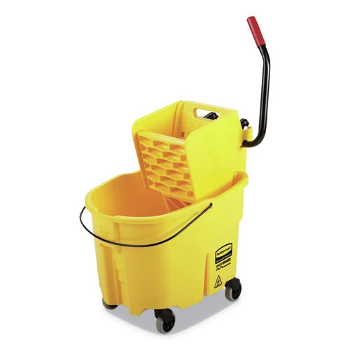 Rubbermaid Commercial FG758088YEL WaveBrake 2.0 35 Quart Plastic Side-Press Bucket/Wringer Combo - Yellow 3 Rubbermaid Commercial FG758088YEL WaveBrake 2.0 35 Quart Plastic Side-Press Bucket/Wringer Combo - Yellow