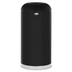 Rubbermaid Commercial FGR32EGLBK 15 Gal. Round Top Open Top Steel Waste Receptacle - Black