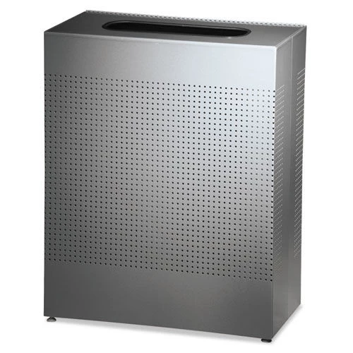 Rubbermaid Commercial FGSR18EPLSM 40 Gal. Designer Line Steel Square Silhouettes Receptacle - Silver 3 Rubbermaid Commercial FGSR18EPLSM 40 Gal. Designer Line Steel Square Silhouettes Receptacle - Silver